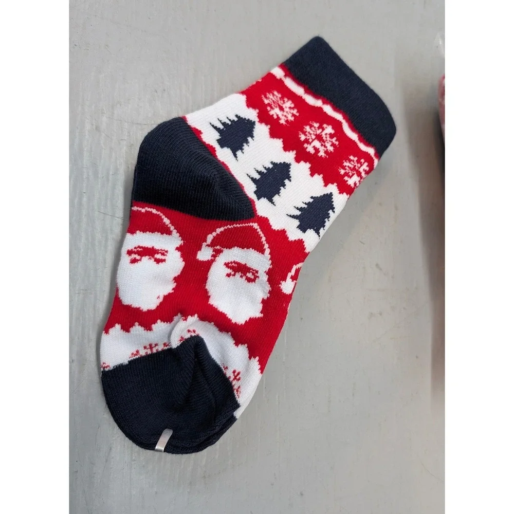 Christmas Fair Isle Socks Santa Snowflakes Holiday Sz 8-11 Toddler Colorful NEW